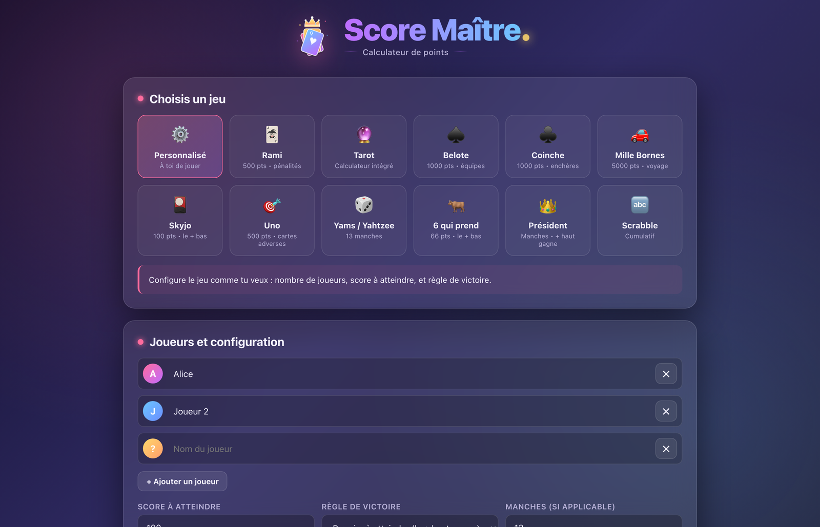 Score Maître — capture de l'app