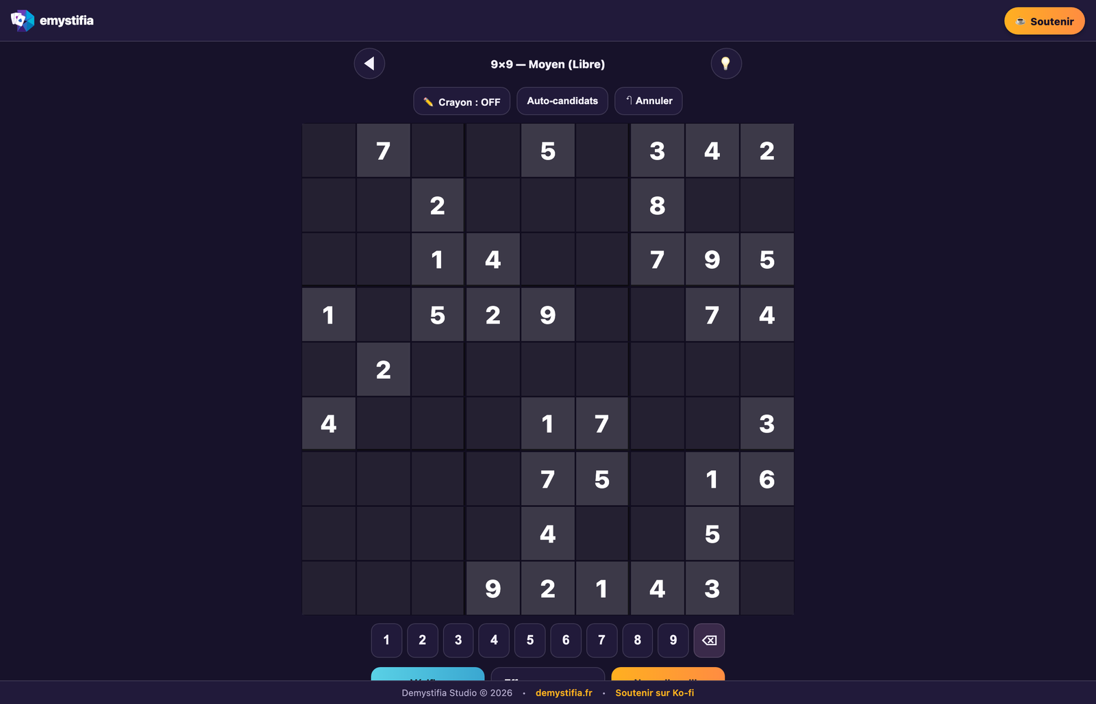 Sudoku — grille de jeu